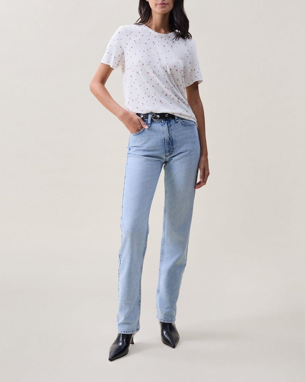 Printed Poppy Jersey Tee - Orange Mlti