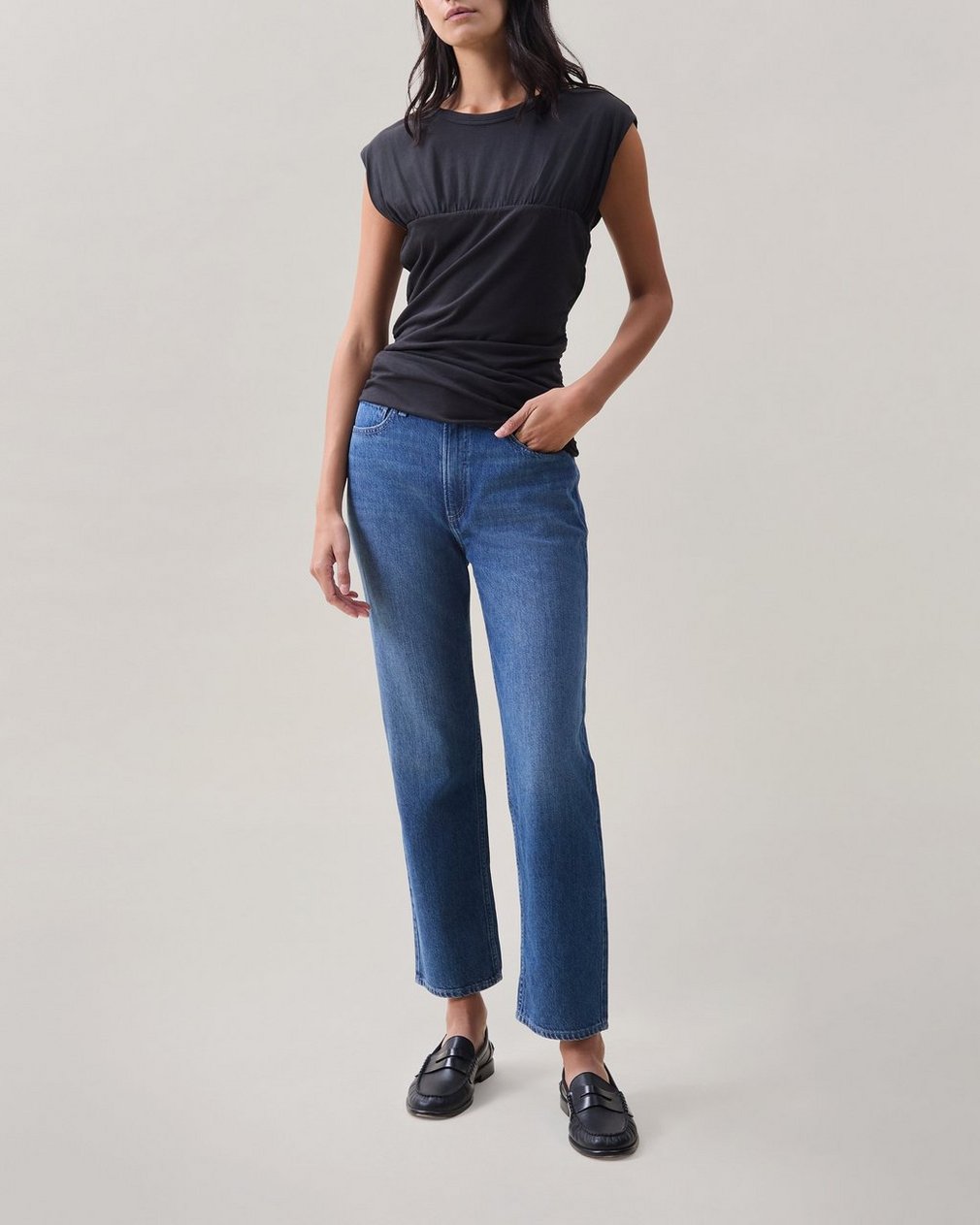 The Jersey Banded Top - Dark Grey