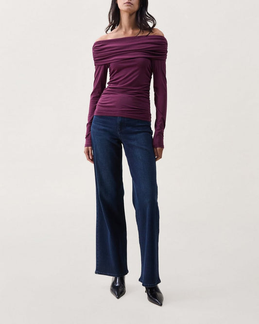 Lucy Off-Shoulder Ruched Top - Dark Berry