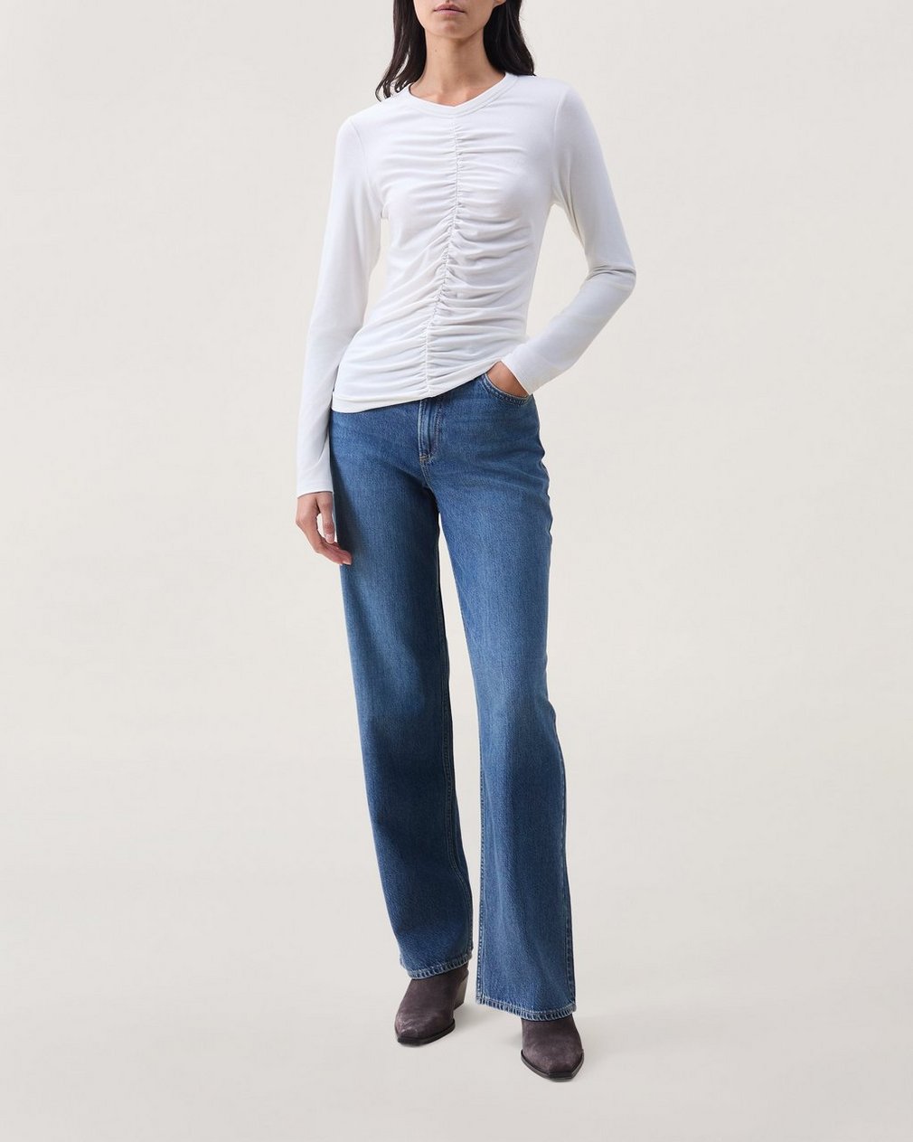 Lucy Shirred Top - Chalk