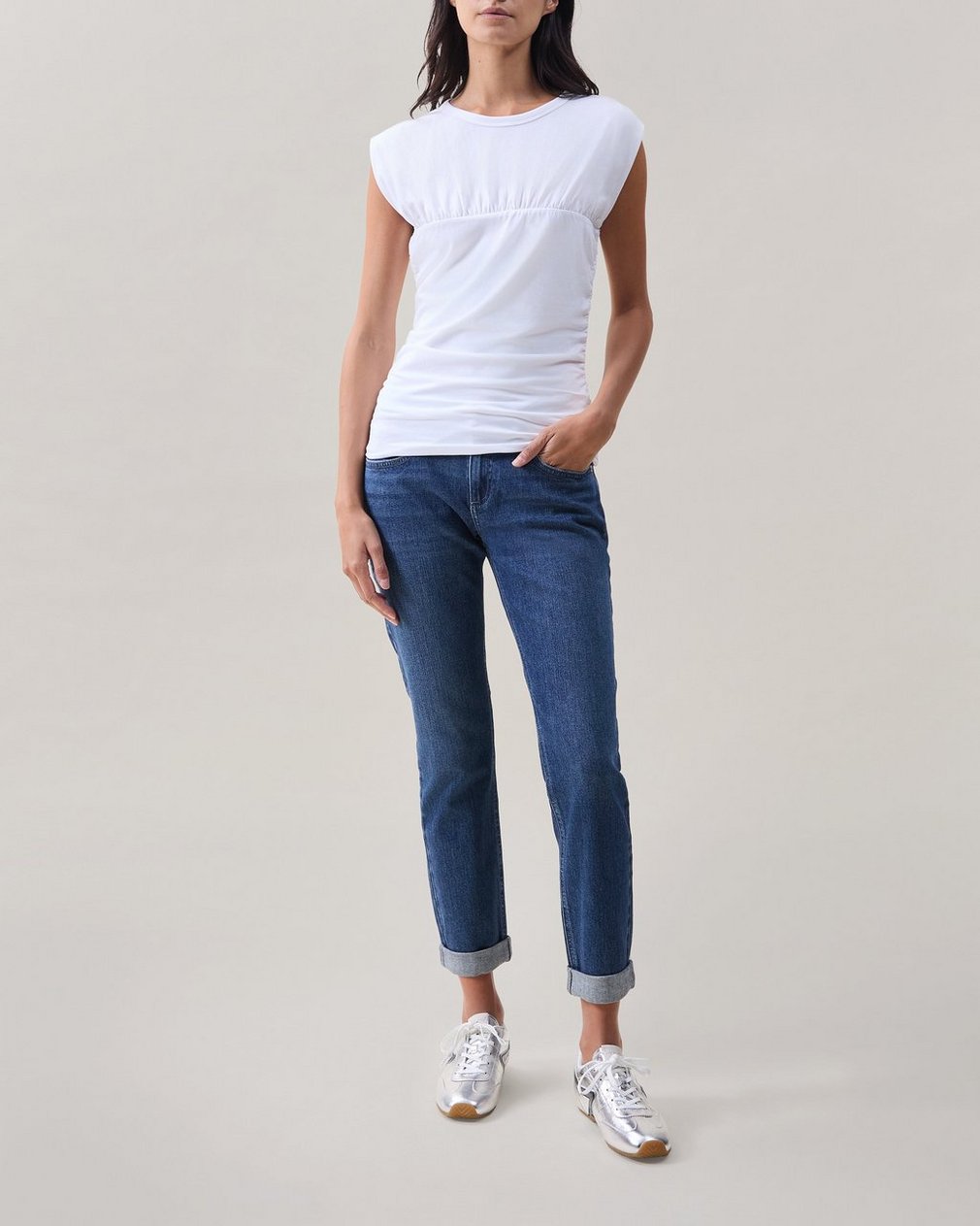 The Jersey Banded Top - White