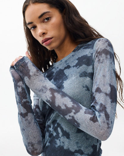 Yana Stretch Mesh Tee - Silver Multi