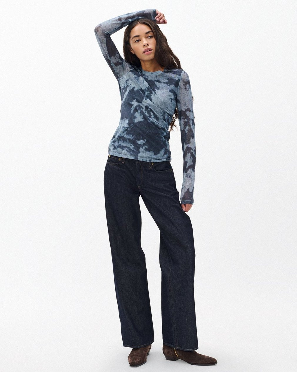 Yana Stretch Mesh Tee - Silver Multi