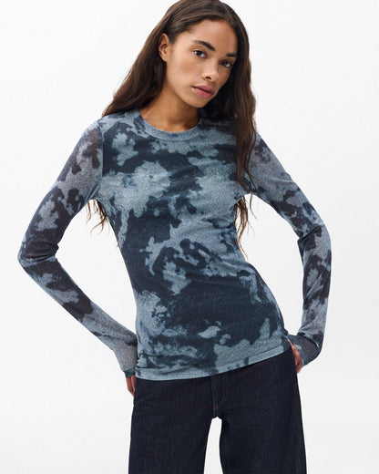 Yana Stretch Mesh Tee - Silver Multi