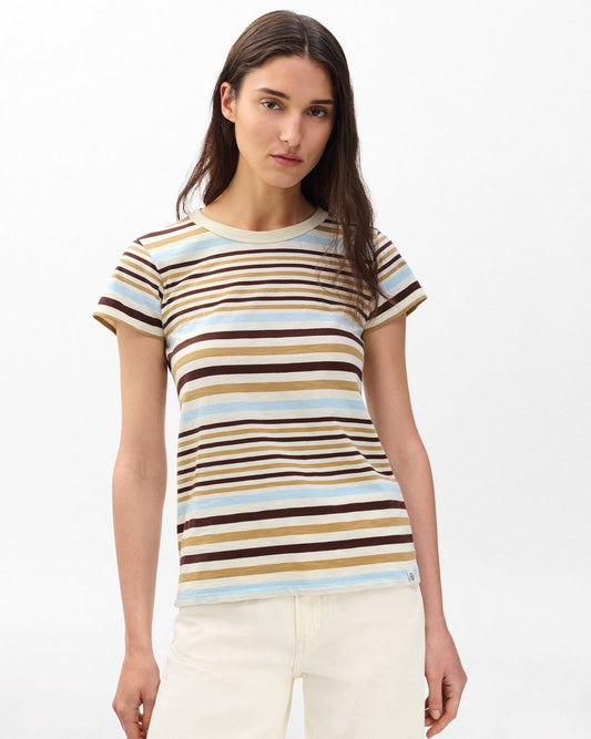 The Slub Striped Tee - Ivory Multi