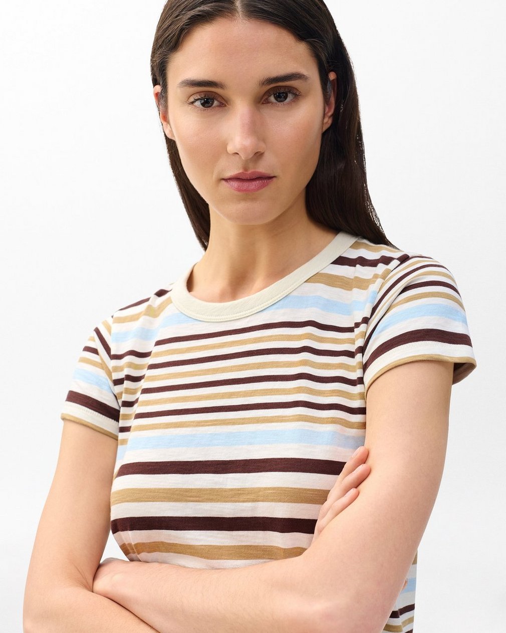 The Slub Striped Tee - Ivory Multi