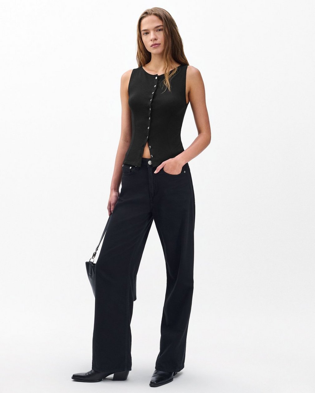 The Knit Boatneck Vest - Black
