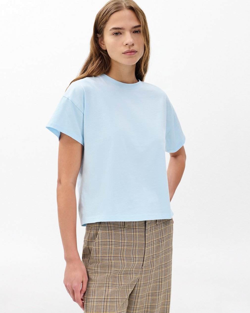 Kelly Boxy Cotton Tee - Sky Blue