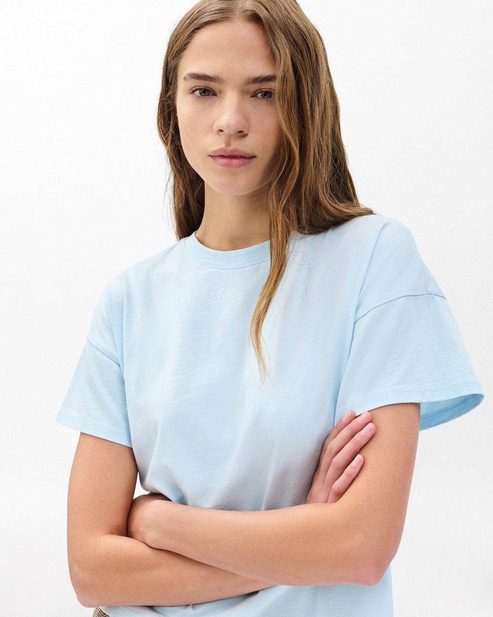 Kelly Boxy Cotton Tee - Sky Blue