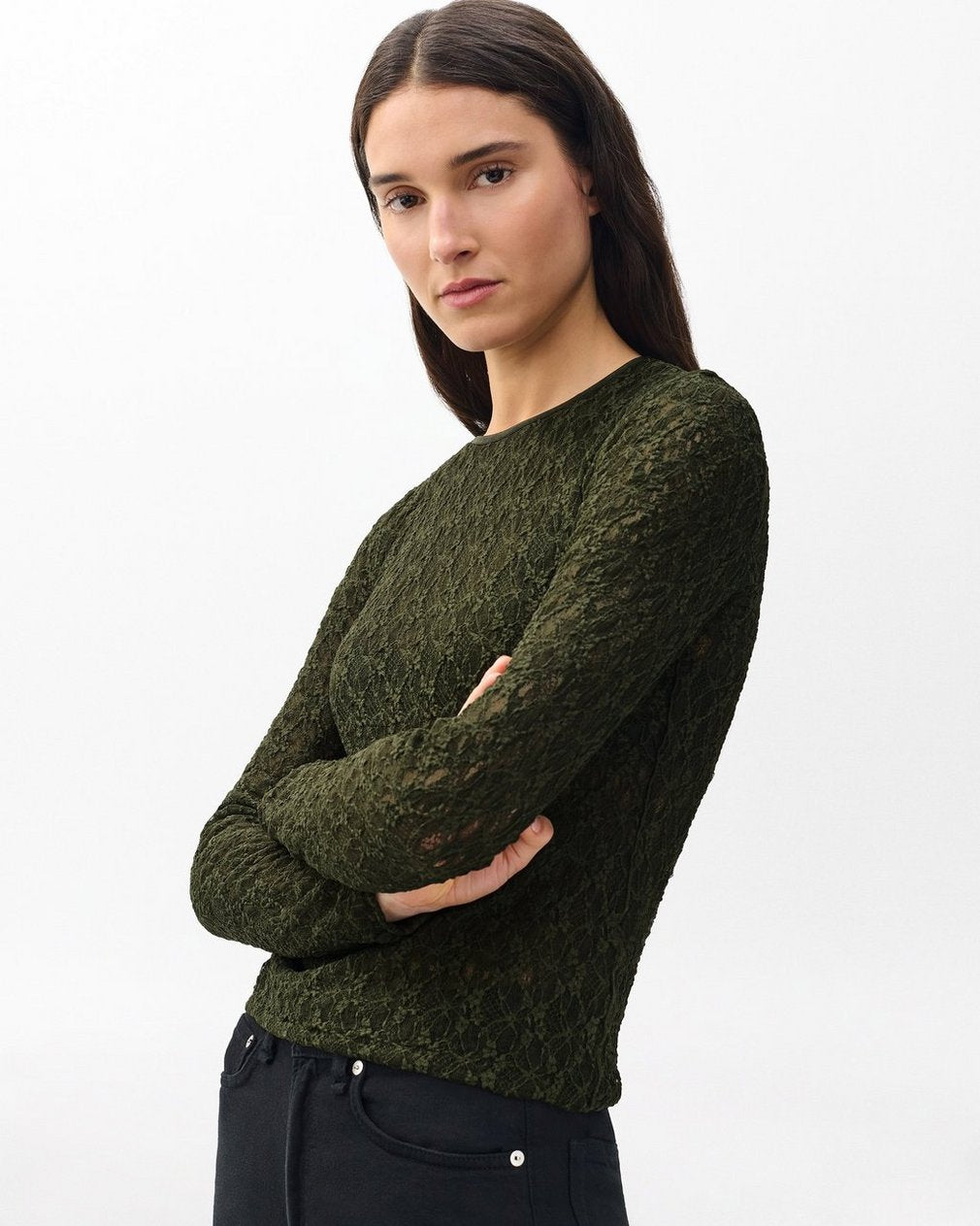 Ellie Lace Top - Army