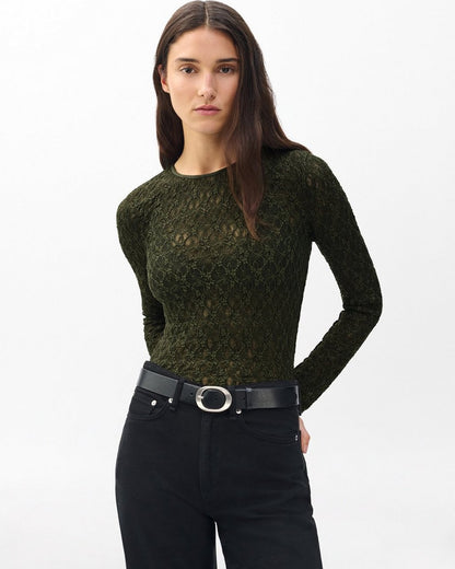 Ellie Lace Top - Army