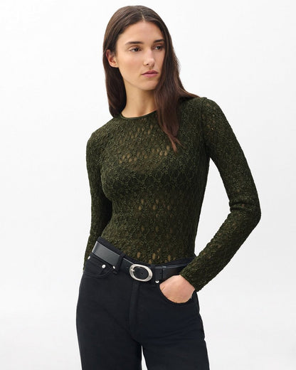 Ellie Lace Top - Army
