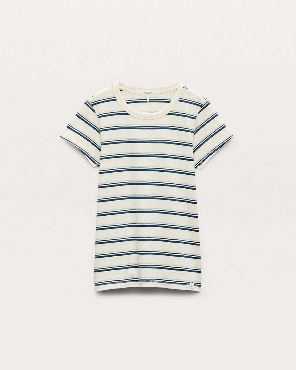 The Slub Striped Tee - Ivory/Blue Multi