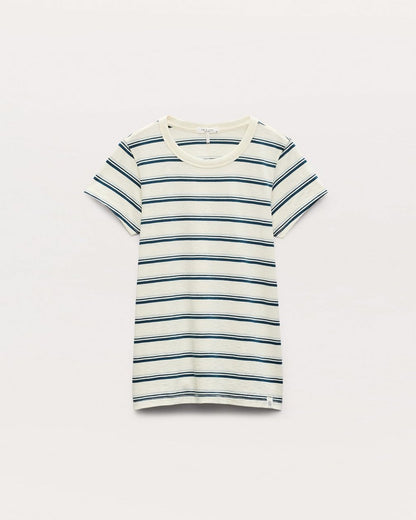 The Slub Striped Tee - Ivory/Blue Multi