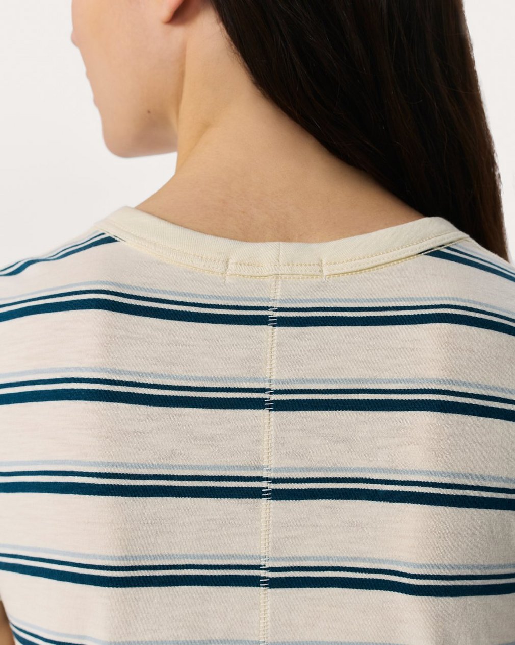 The Slub Striped Tee - Ivory/Blue Multi