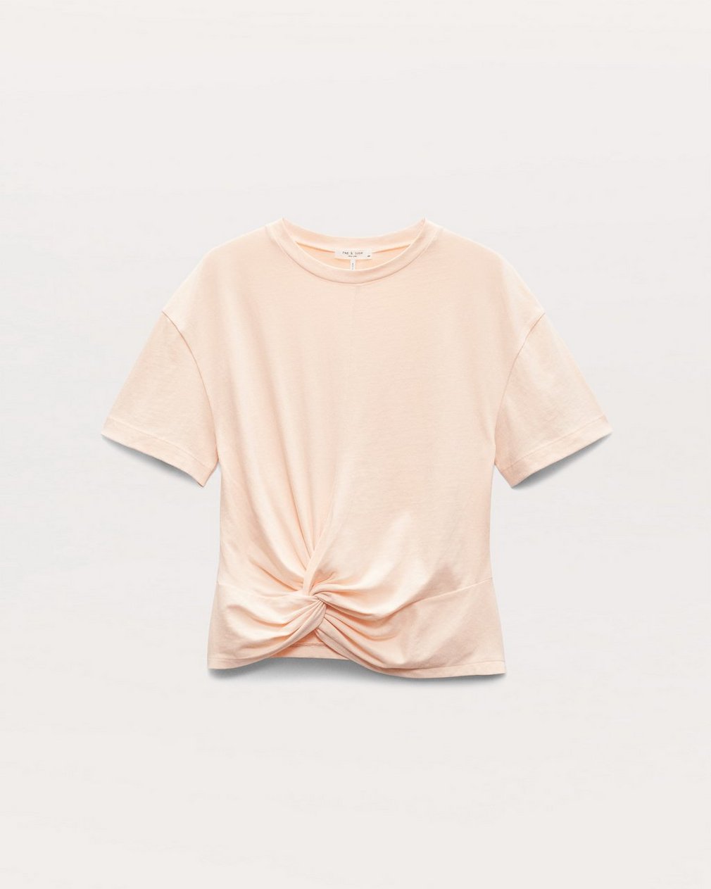 Mica Twist-Detail Draped Cotton T-Shirt - Peach