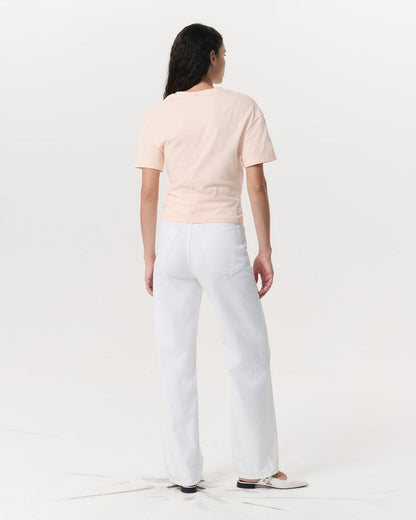 Mica Twist-Detail Draped Cotton T-Shirt - Peach