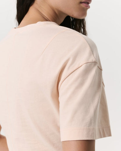 Mica Twist-Detail Draped Cotton T-Shirt - Peach