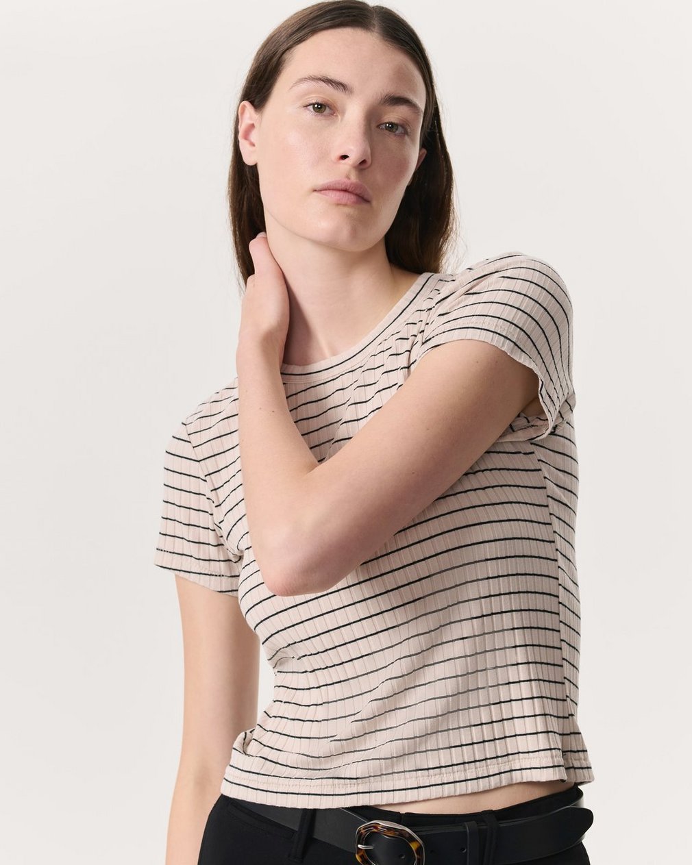Luca Striped Ribbed-Knit Baby T-Shirt - Ivory Multi