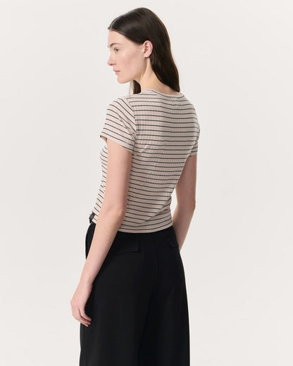 Luca Striped Ribbed-Knit Baby T-Shirt - Ivory Multi