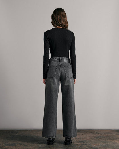 Cropped Longsleeve Rib T-Shirt - Black