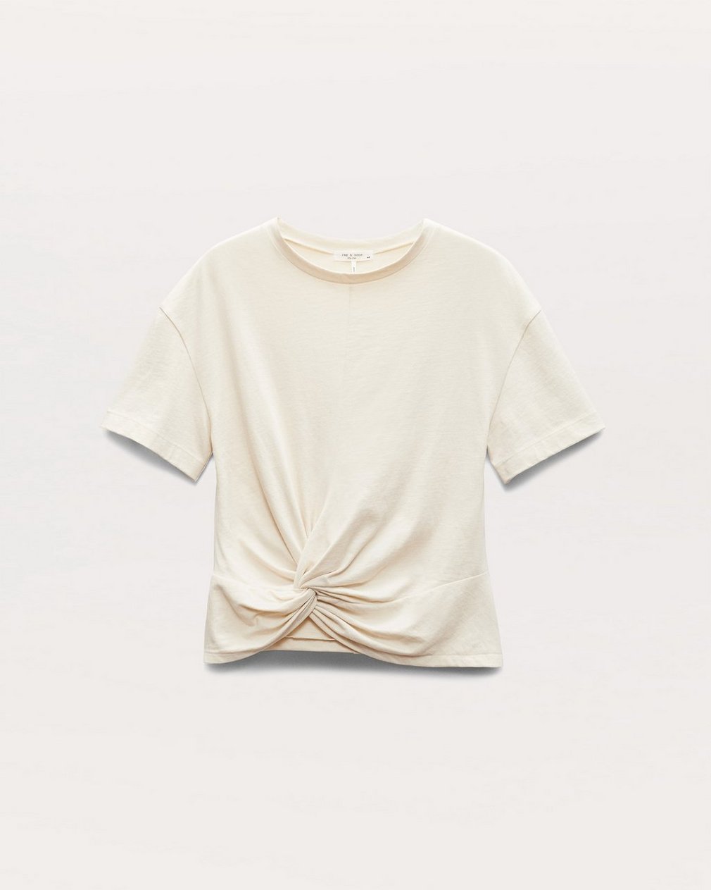 Mica Twist-Detail Draped Cotton T-Shirt - Ivory