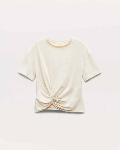 Mica Twist-Detail Draped Cotton T-Shirt - Ivory