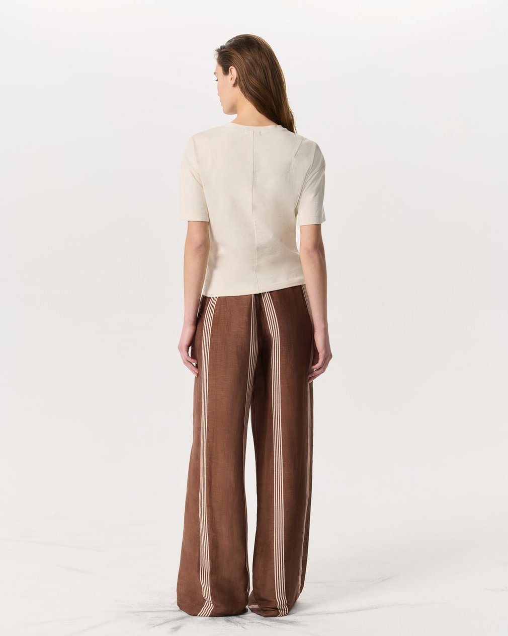 Mica Twist-Detail Draped Cotton T-Shirt - Ivory