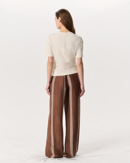 Mica Twist-Detail Draped Cotton T-Shirt - Ivory