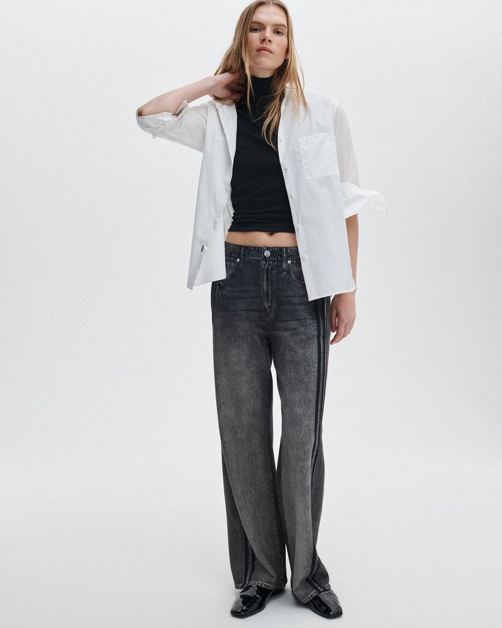 Miramar Wide-Leg Track Pants - Washed Black