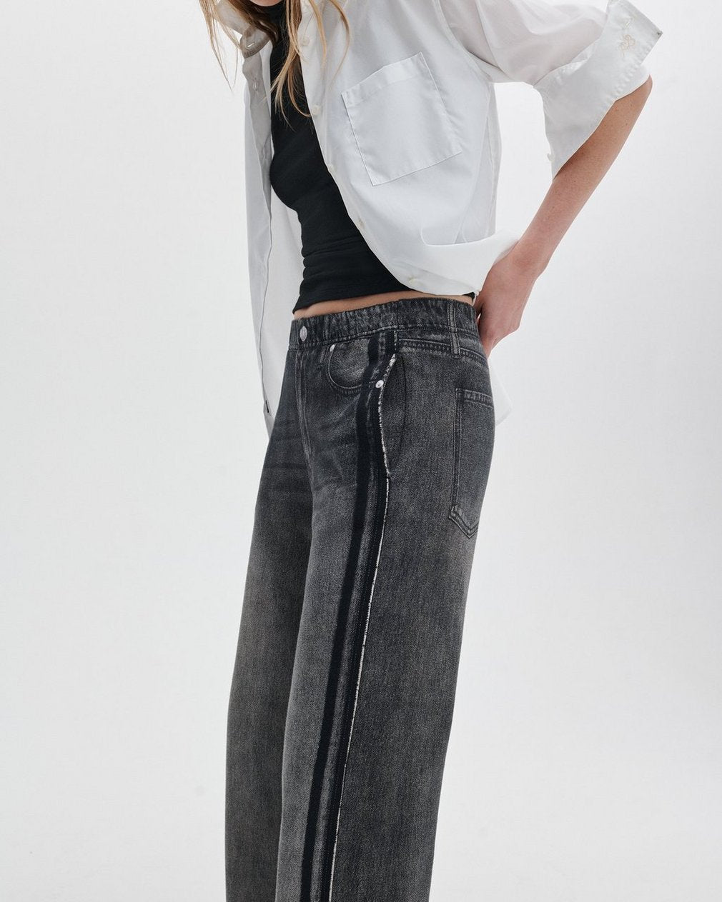 Miramar Wide-Leg Track Pants - Washed Black