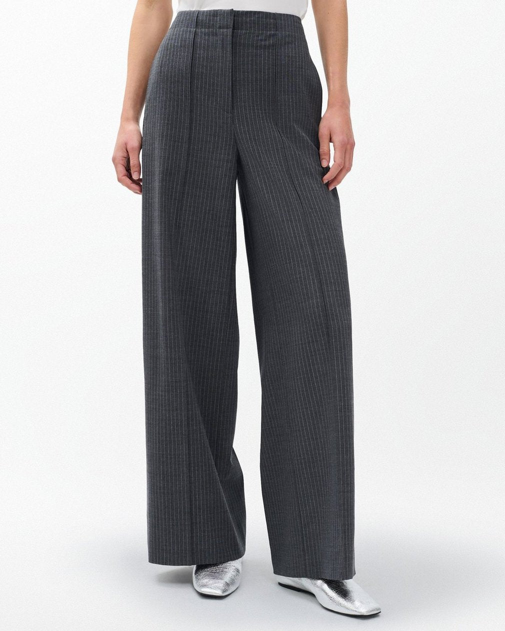 Irina Striped Tailored Pants - Grey Stripe
