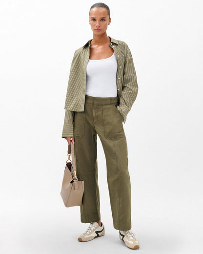 Anita Cropped Cotton Pants - Olive