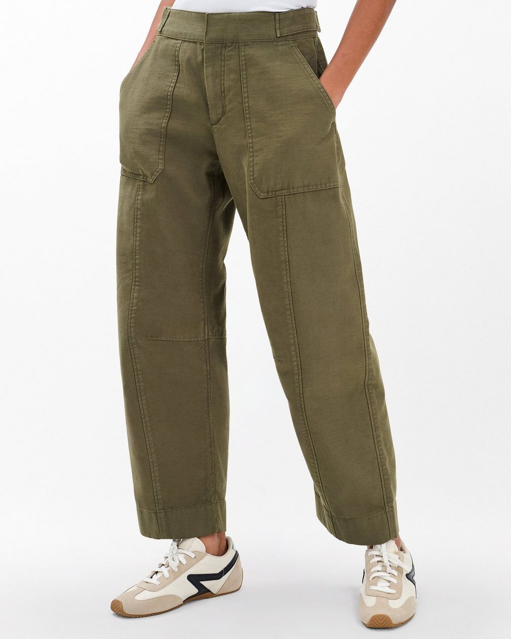 Anita Cropped Cotton Pants - Olive