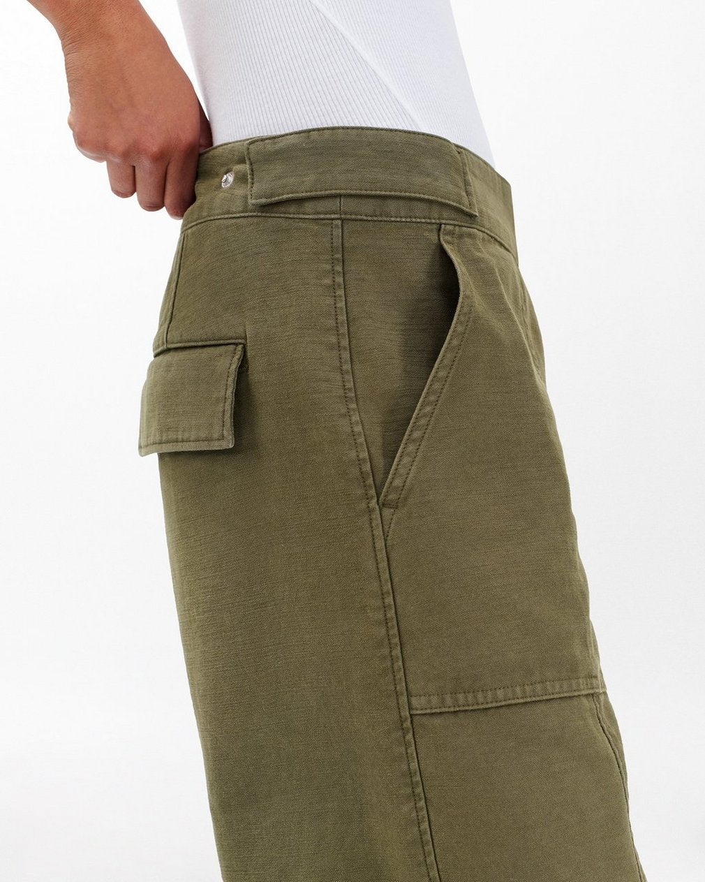Anita Cropped Cotton Pants - Olive