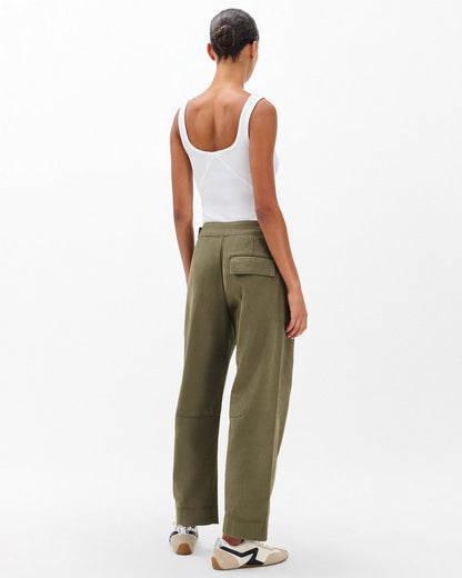 Anita Cropped Cotton Pants - Olive