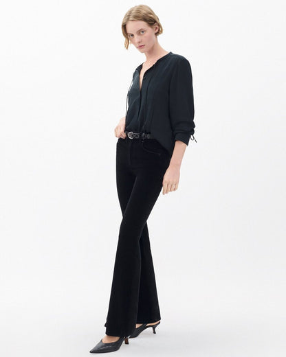 Dahlia Flare Velvet Pants - Black Velvet