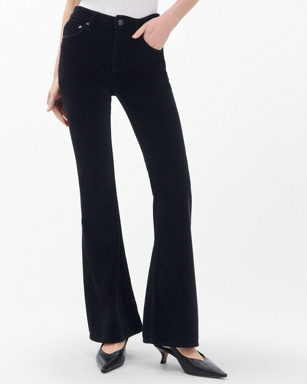 Dahlia Flare Velvet Pants - Black Velvet