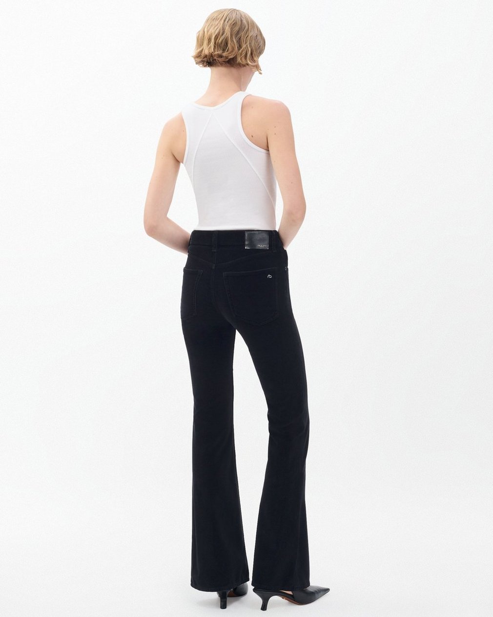 Dahlia Flare Velvet Pants - Black Velvet
