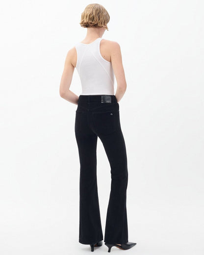 Dahlia Flare Velvet Pants - Black Velvet