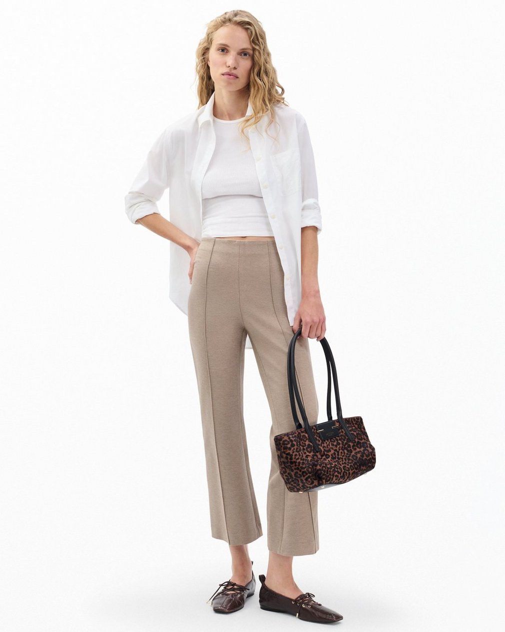 Irina Kick Flare Pants - Heather Oatmeal
