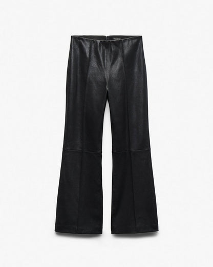 Irina Kick Flare Leather Pants - Black