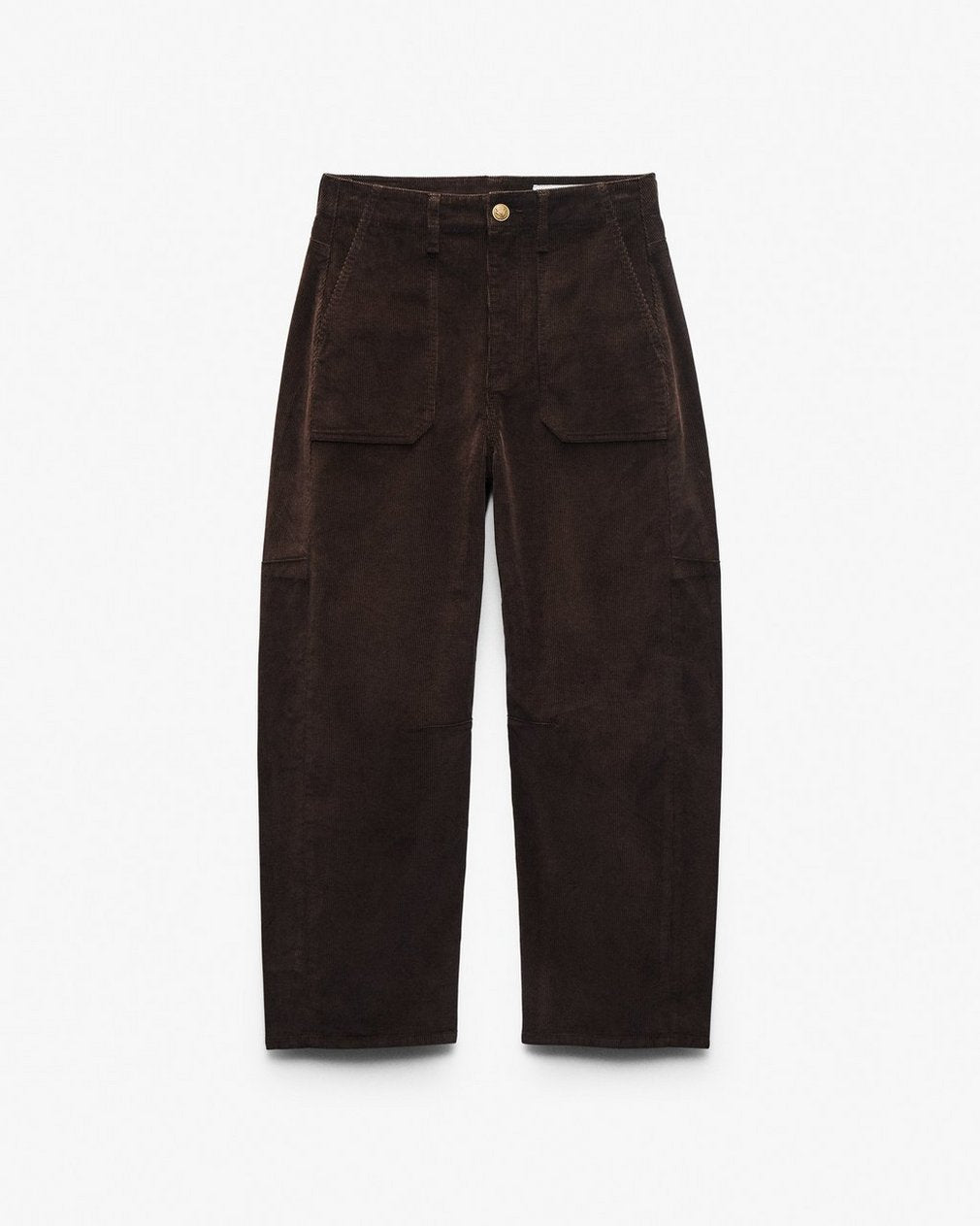 Charlie Ankle Barrel Corduroy Pants - Dark Brown