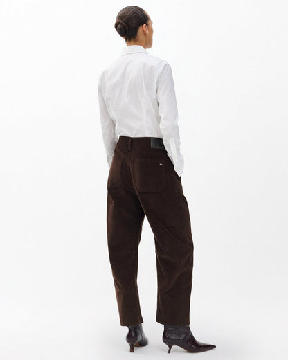 Charlie Ankle Barrel Corduroy Pants - Dark Brown