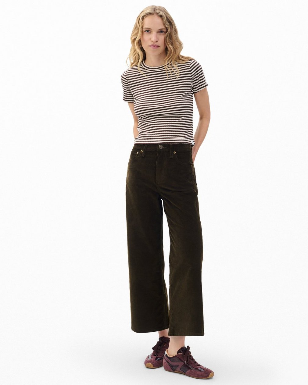 Andi Ankle Wide-Leg Corduroy Pants - Balsam