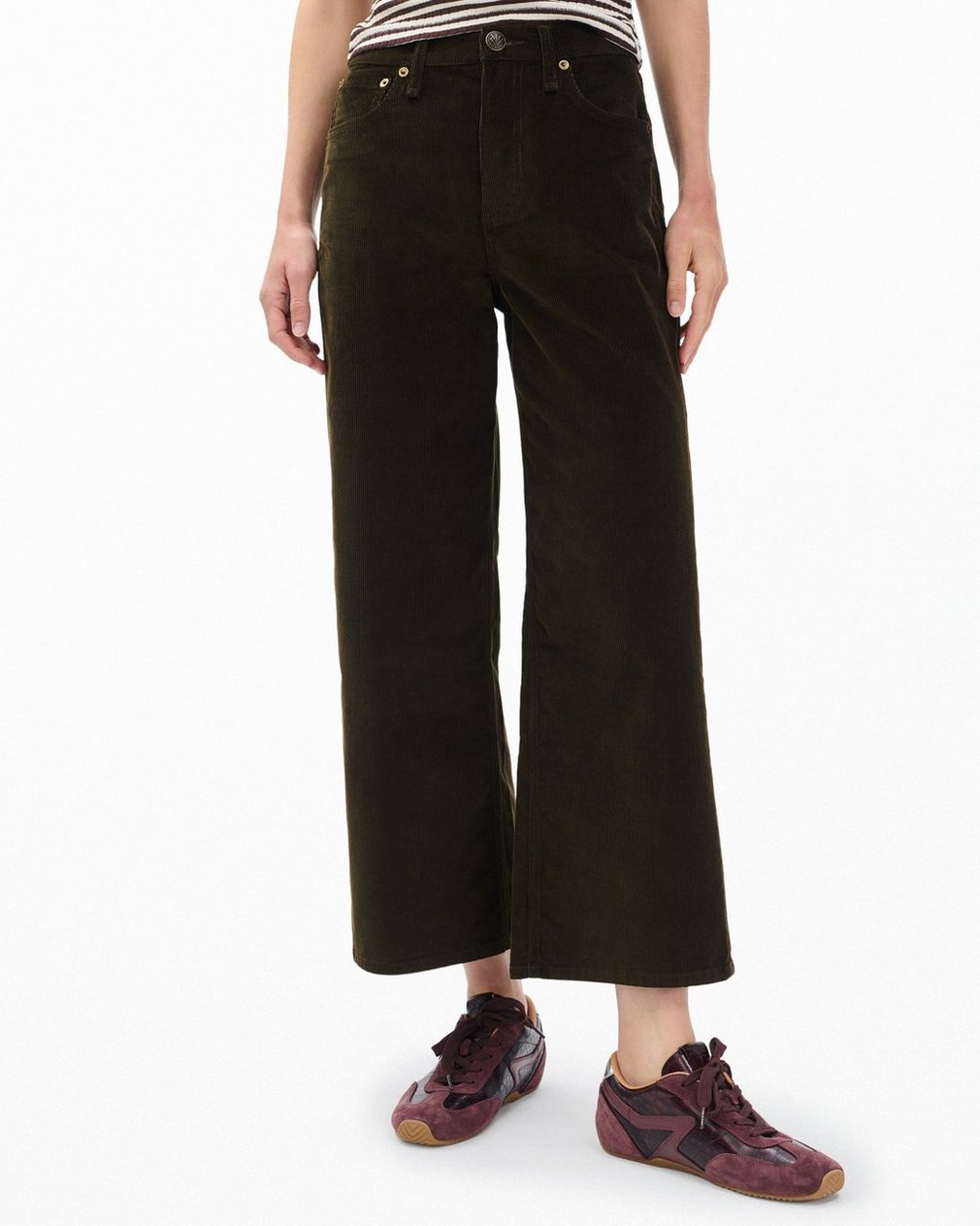 Andi Ankle Wide-Leg Corduroy Pants - Balsam
