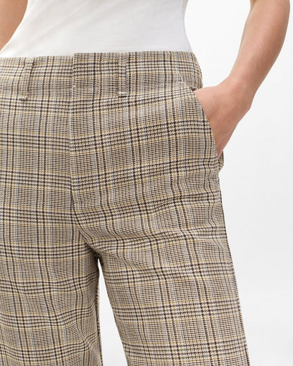 Shea Plaid Pants - Tan Multi