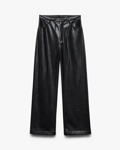 Phoebe Faux Leather Pants - Black