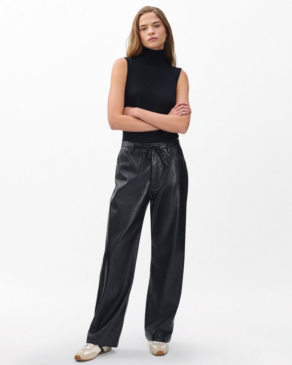 Phoebe Faux Leather Pants - Black