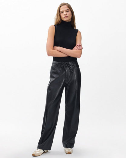 Phoebe Faux Leather Pants - Black